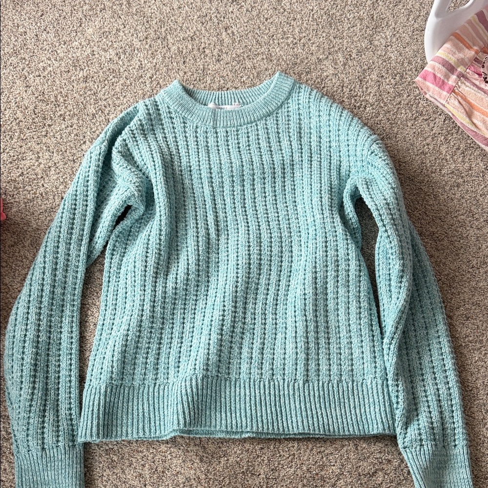 Time and Tru Textured Teal Sweater